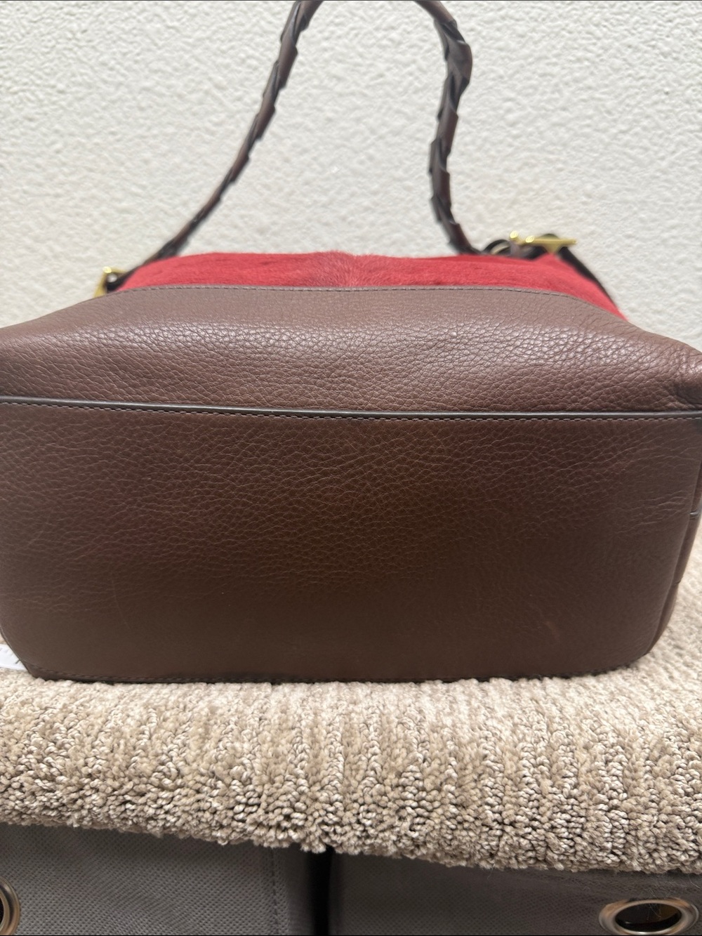 Coach Legacy Calf Hair Red Leather Hobo Bag with Brown Trim-NWOT - Picture 10 of 14